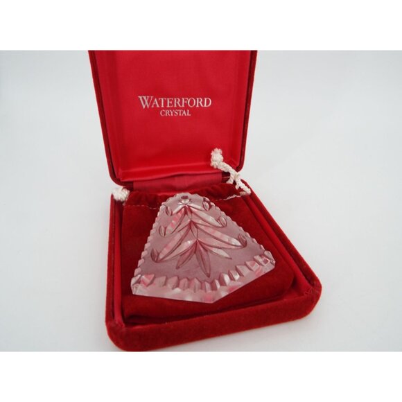 Waterford Crystal 3" Frosted Christmas Tree Ornament with Velvet Case and Pouch - Picture 2 of 10